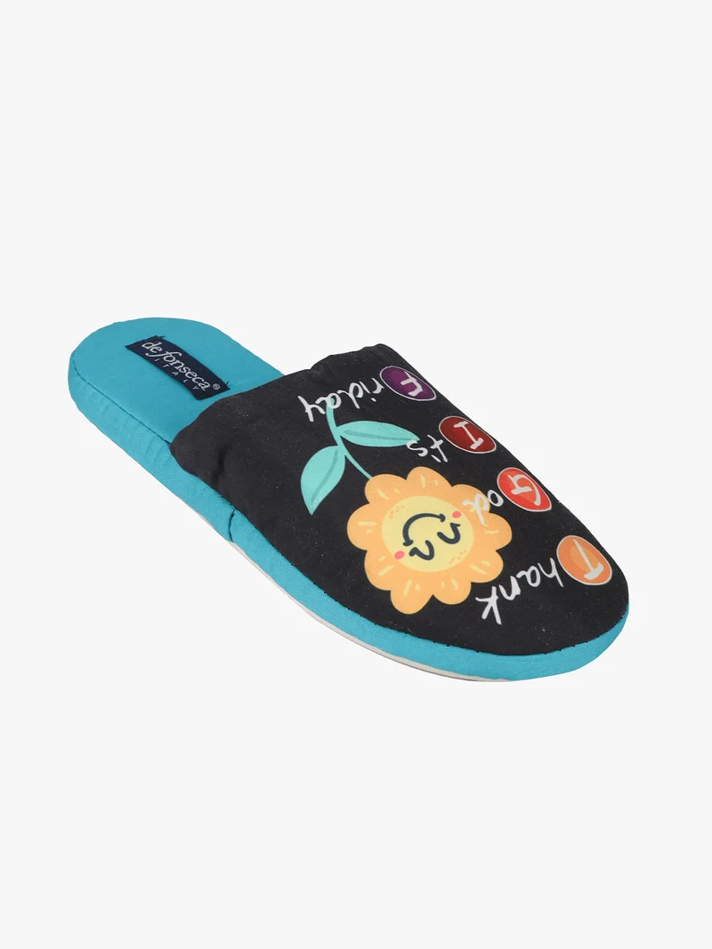 Pantofole da donna con stampe - nero