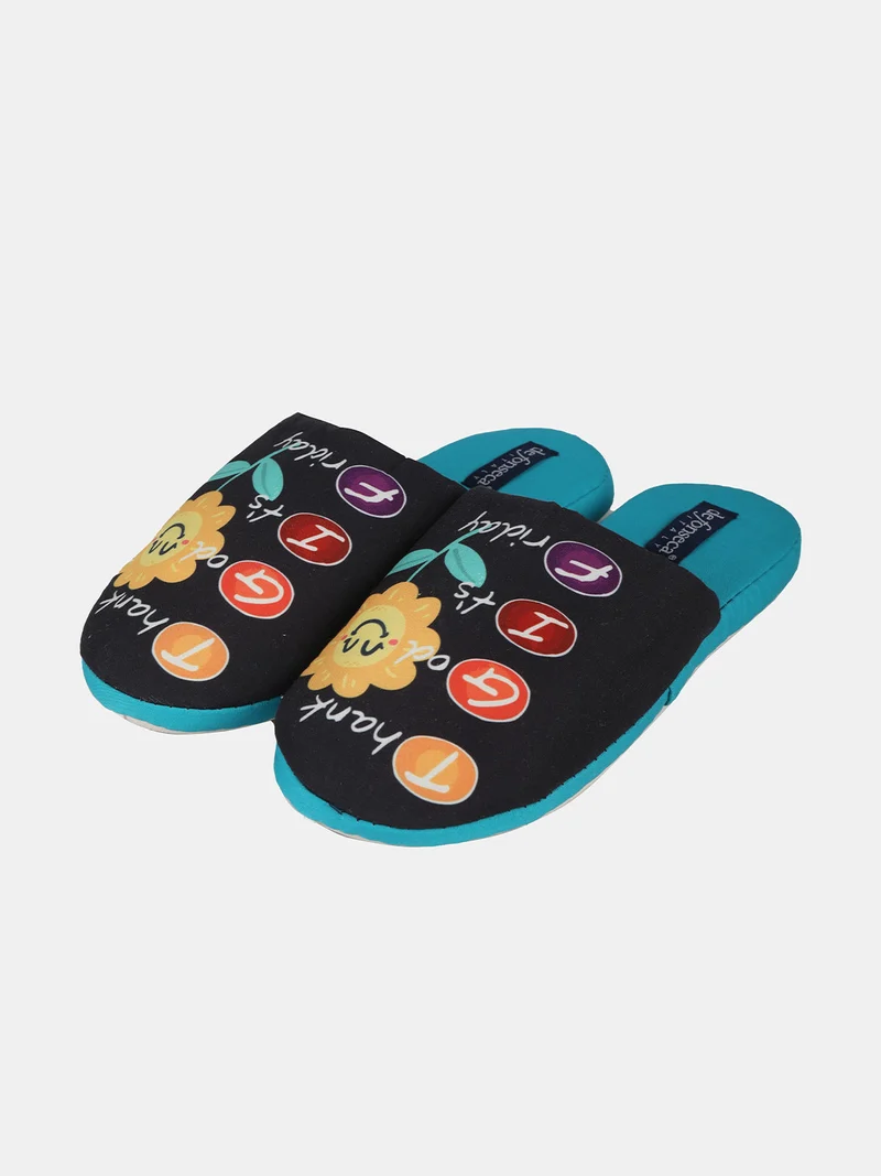 Pantofole da donna con stampe - nero