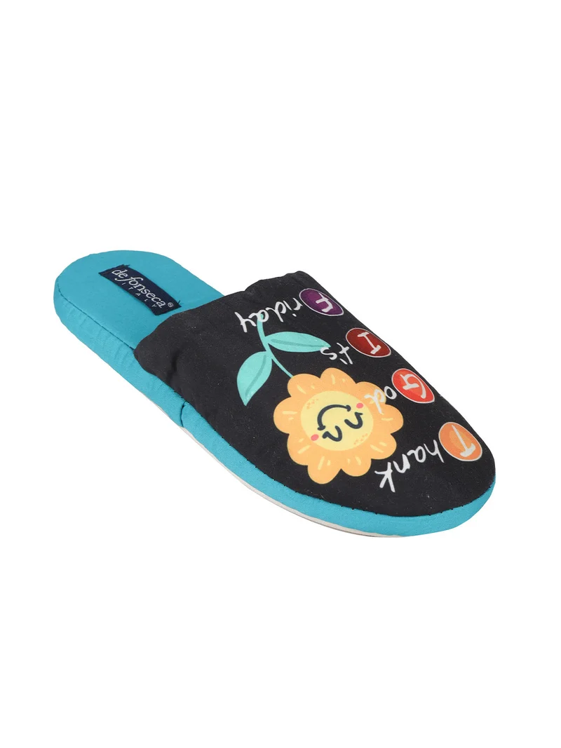 Pantofole da donna con stampe - nero