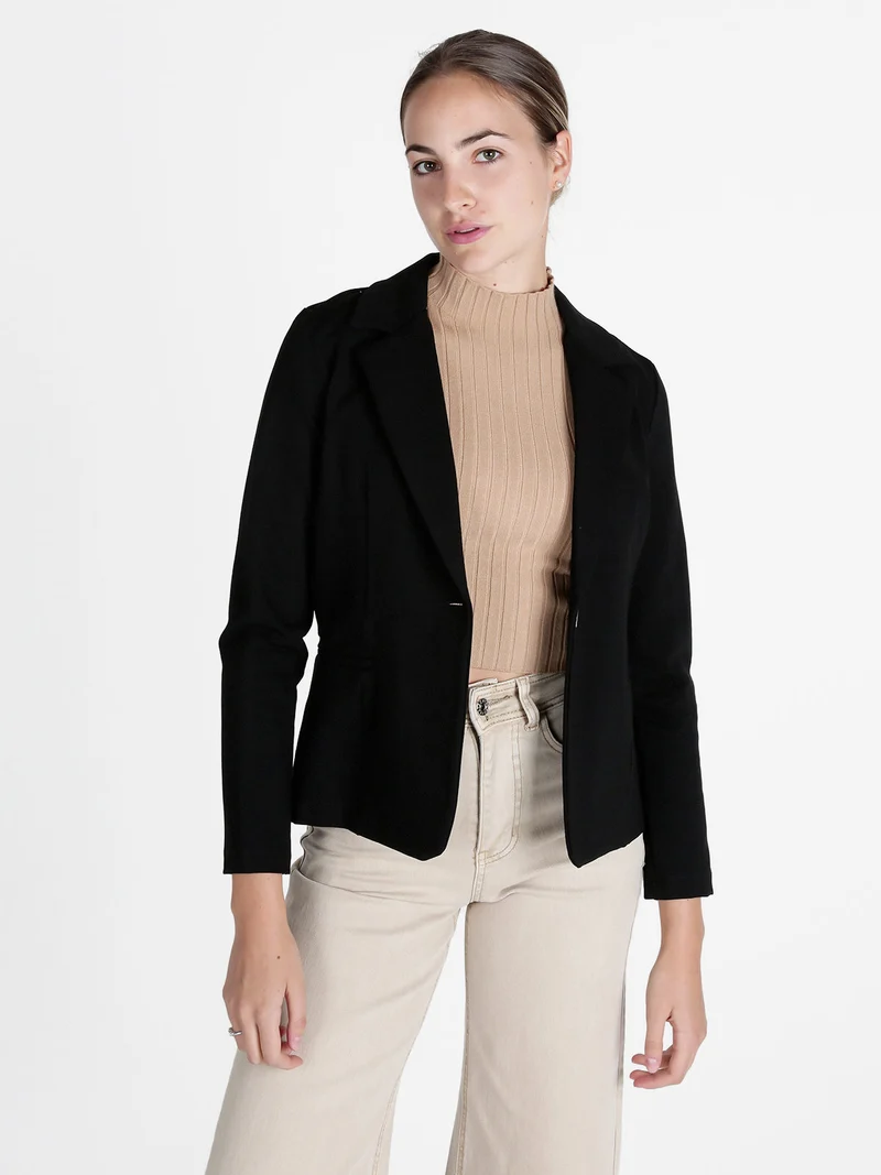 Blazer donna con bottone - nero