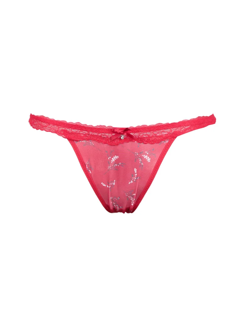 Perizoma a fiori con pizzo - rosso