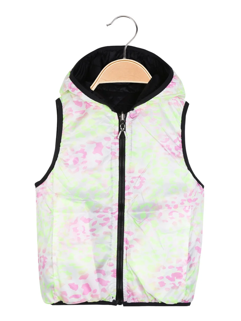 Gilet imbottito da bambina reversibile - nero