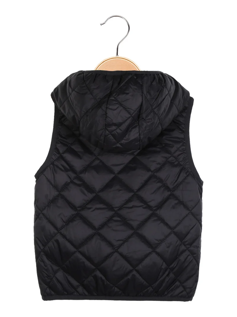 Gilet imbottito da bambina reversibile - nero