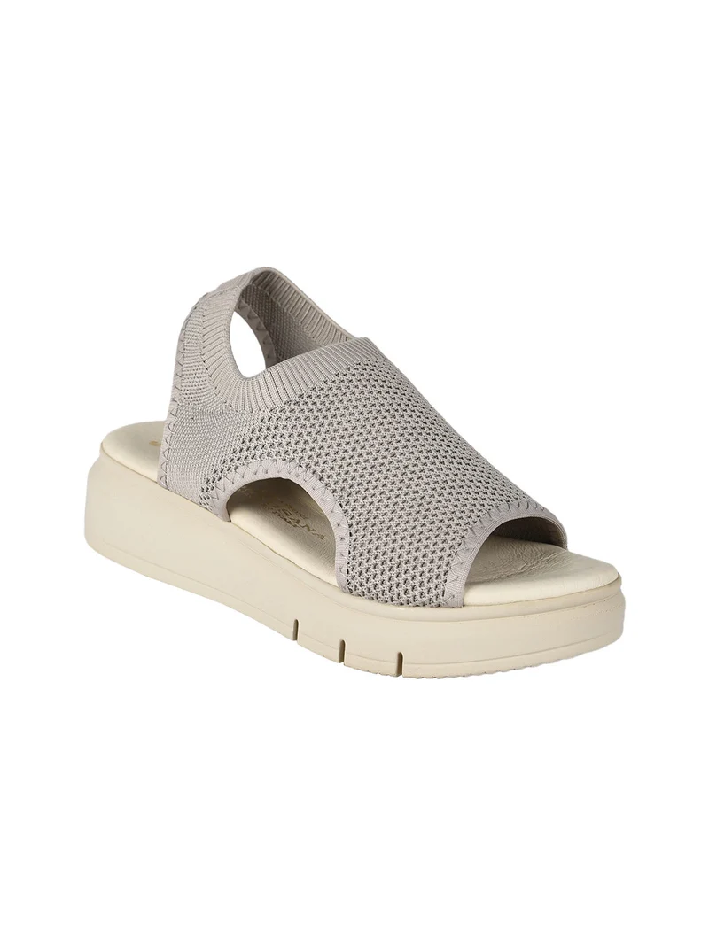 Sandali donna in tessuto con platform - grigio
