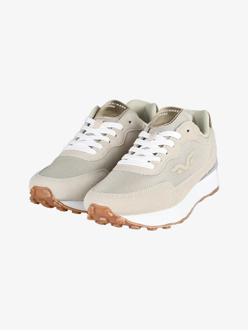 Sneakers donna con platform - sabbia