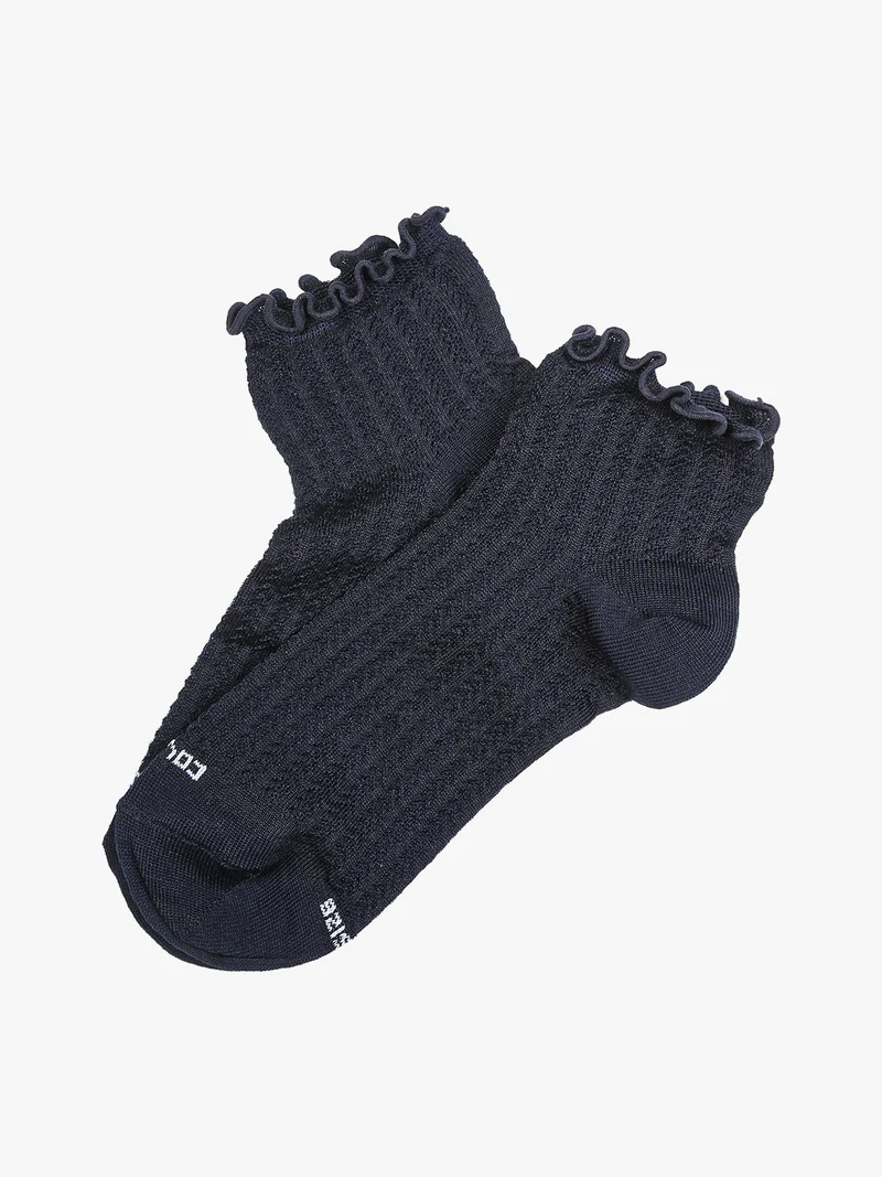 Calze corte da donna con bordo a volant - blu scuro