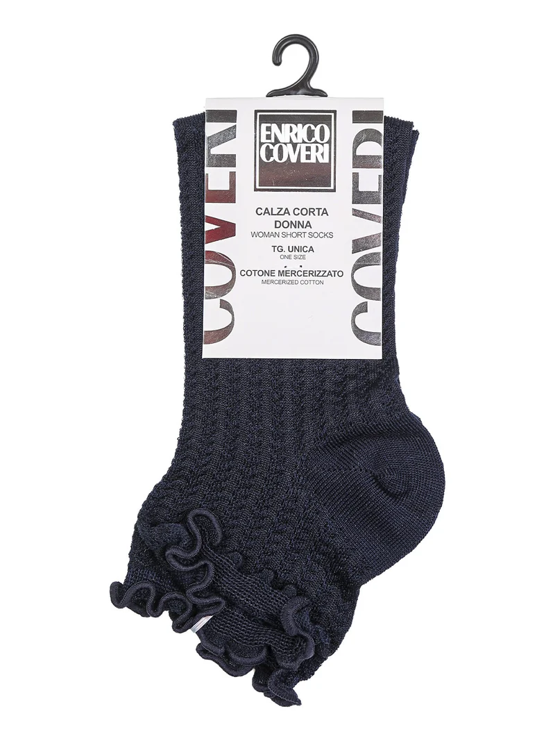 Calze corte da donna con bordo a volant - blu scuro