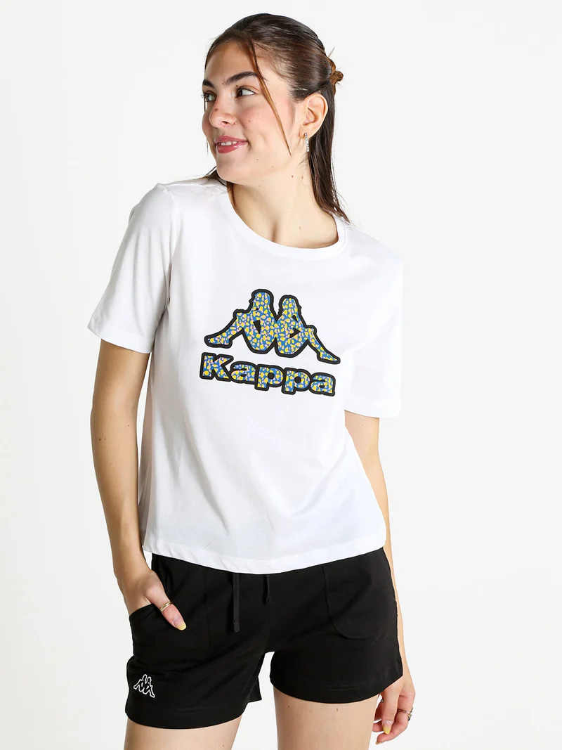 T-shirt donna in cotone con logo - bianco