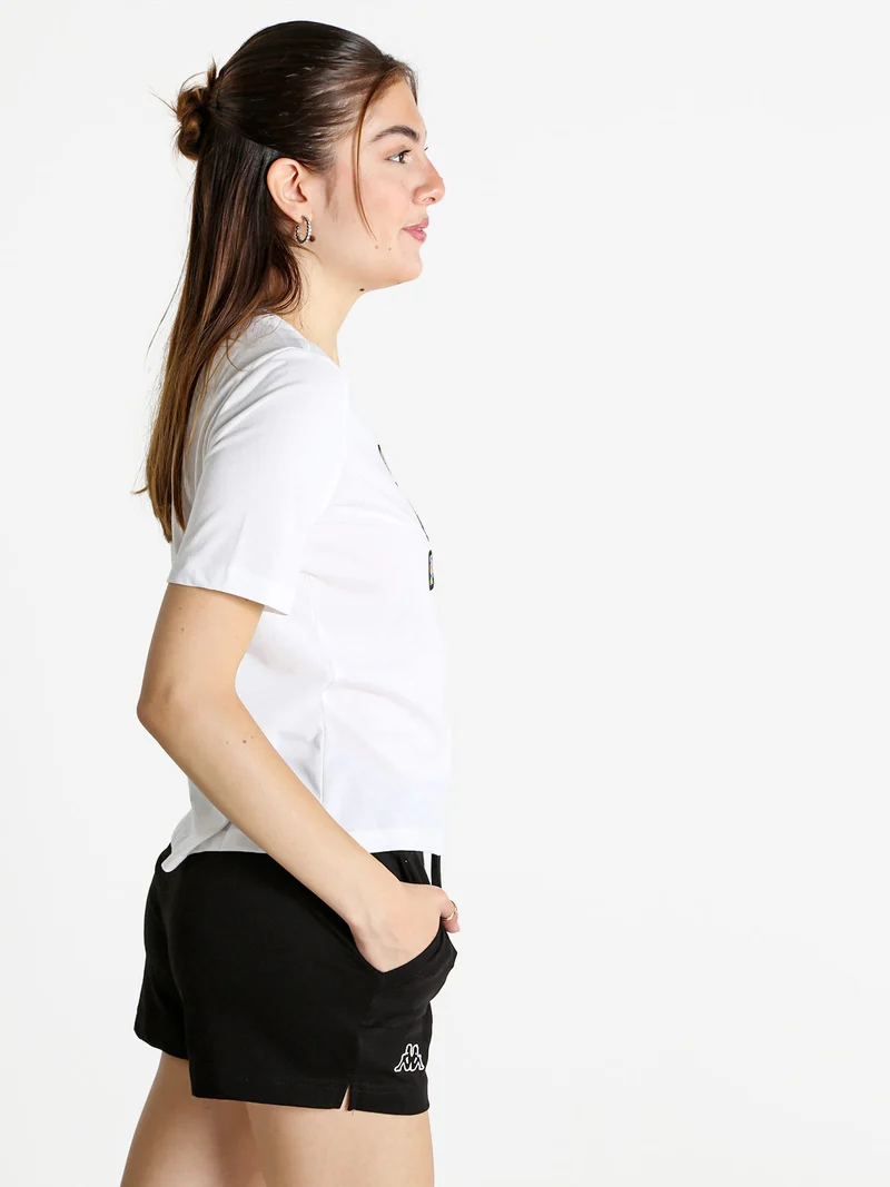 T-shirt donna in cotone con logo - bianco