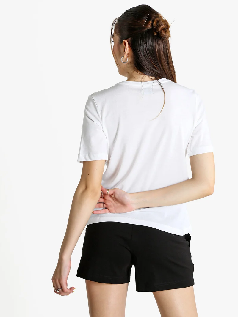 T-shirt donna in cotone con logo - bianco