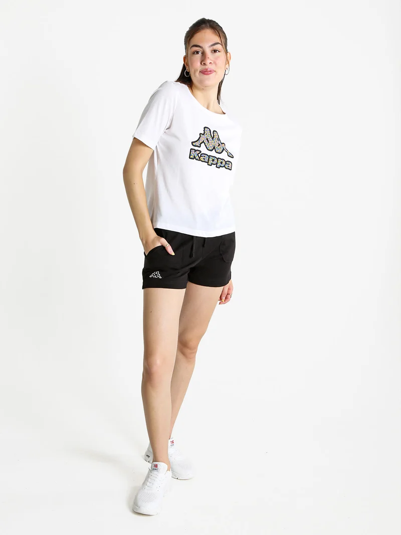T-shirt donna in cotone con logo - bianco