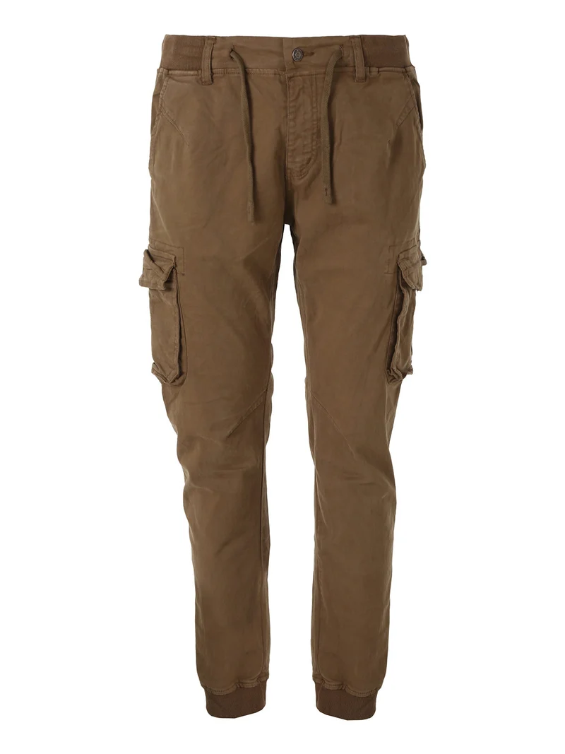 Pantaloni cargo da uomo in cotone con polsini - taupe