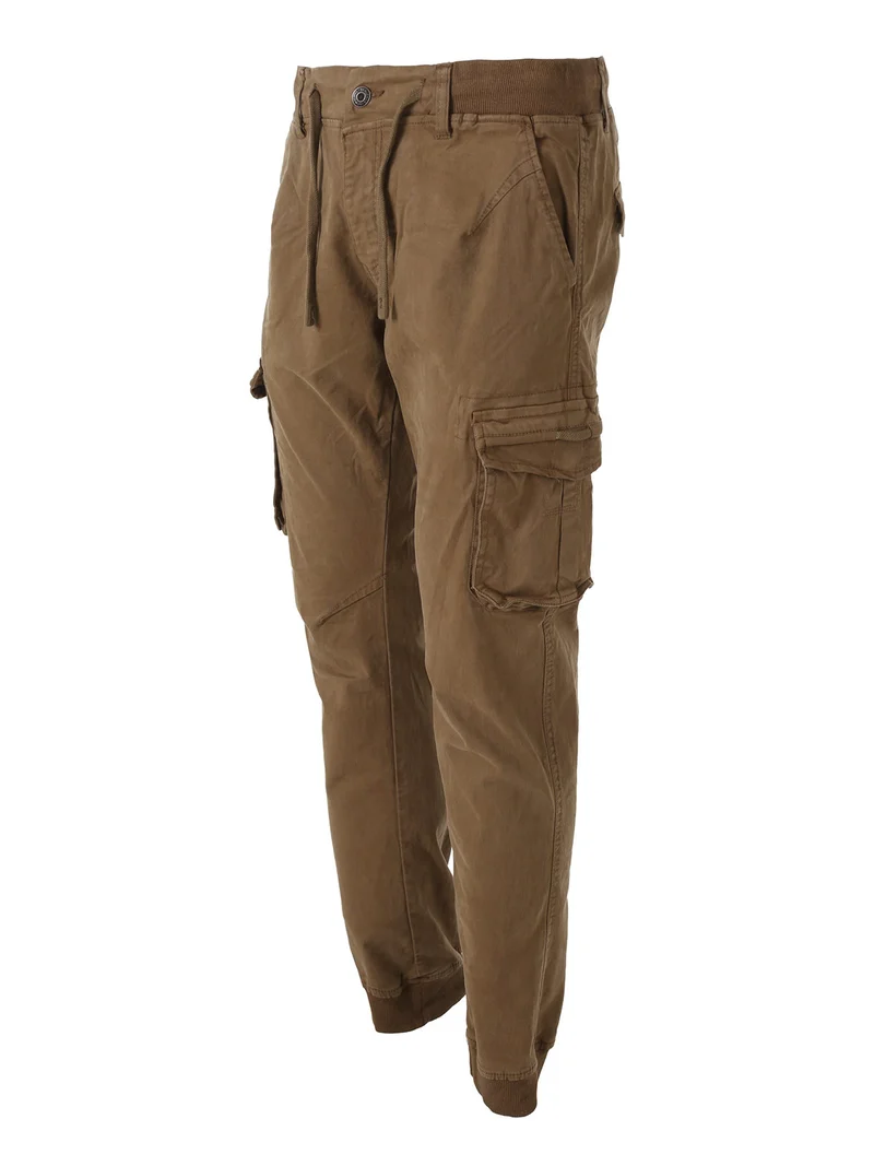 Pantaloni cargo da uomo in cotone con polsini - taupe