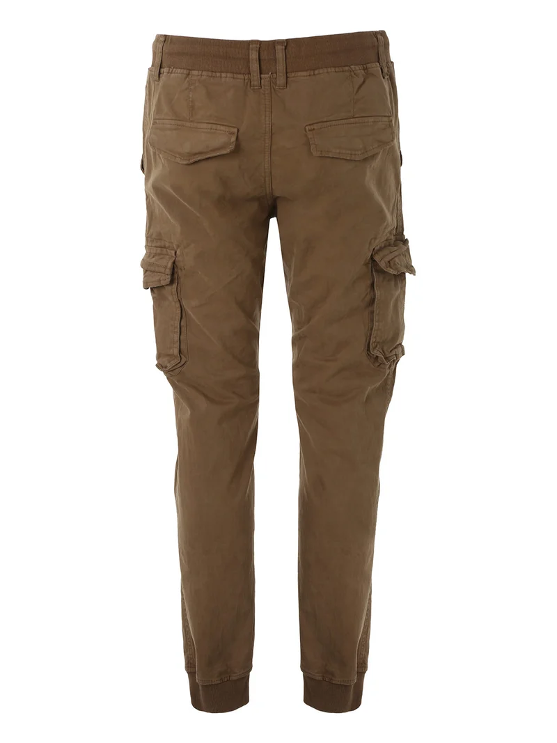 Pantaloni cargo da uomo in cotone con polsini - taupe