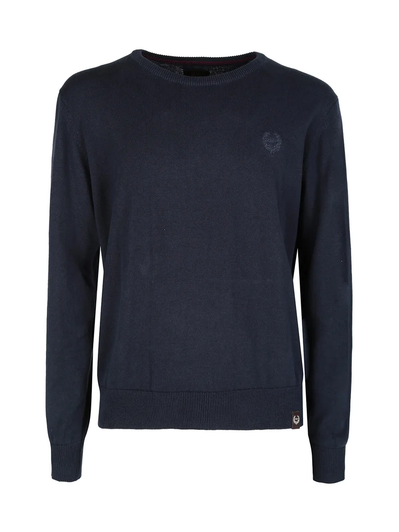 Pullover girocollo da uomo in cotone - blu scuro