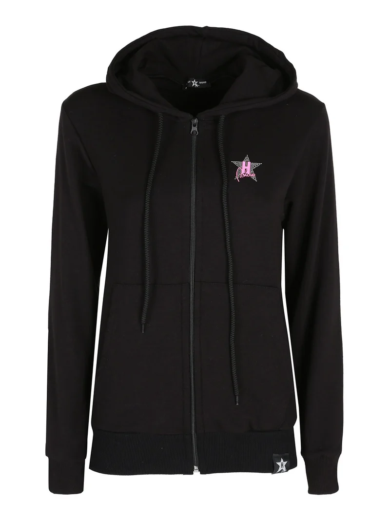 Felpa donna sportiva con cappuccio - nero