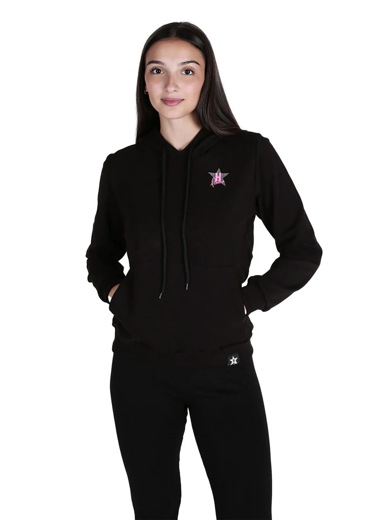 Felpa donna sportiva con cappuccio - nero