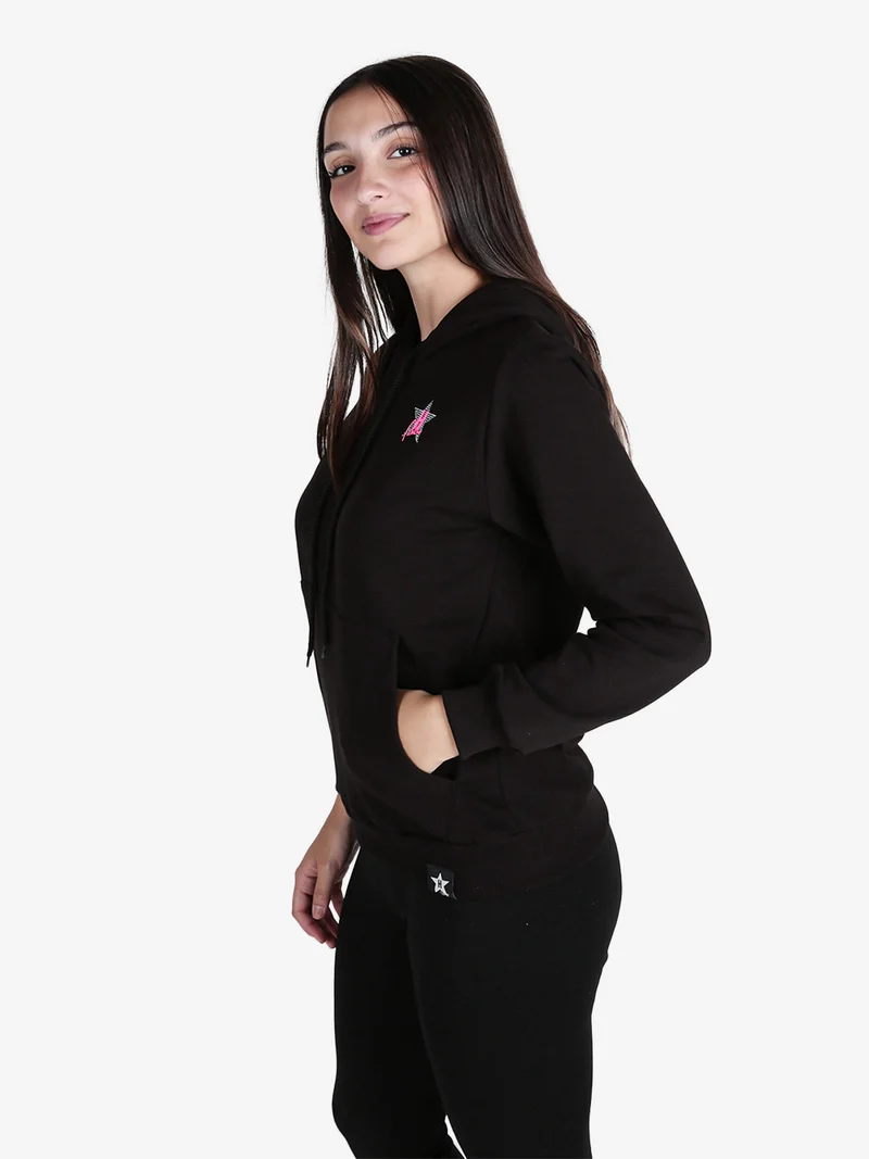 Felpa donna sportiva con cappuccio - nero