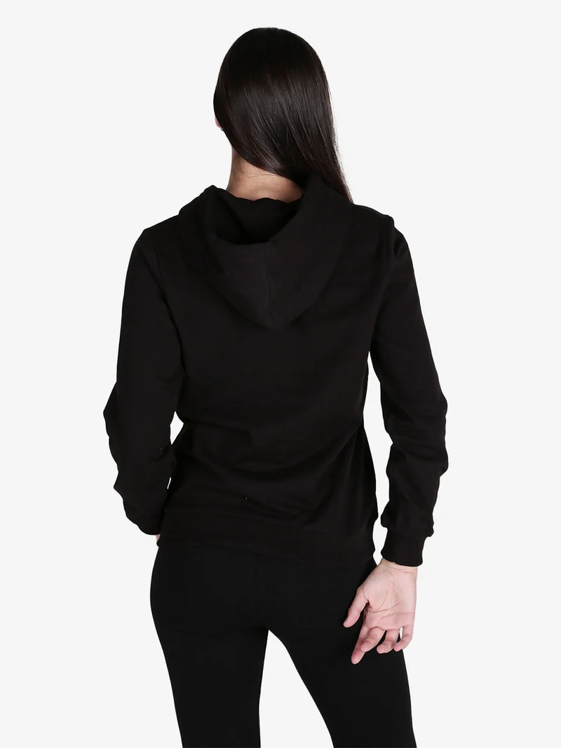 Felpa donna sportiva con cappuccio - nero