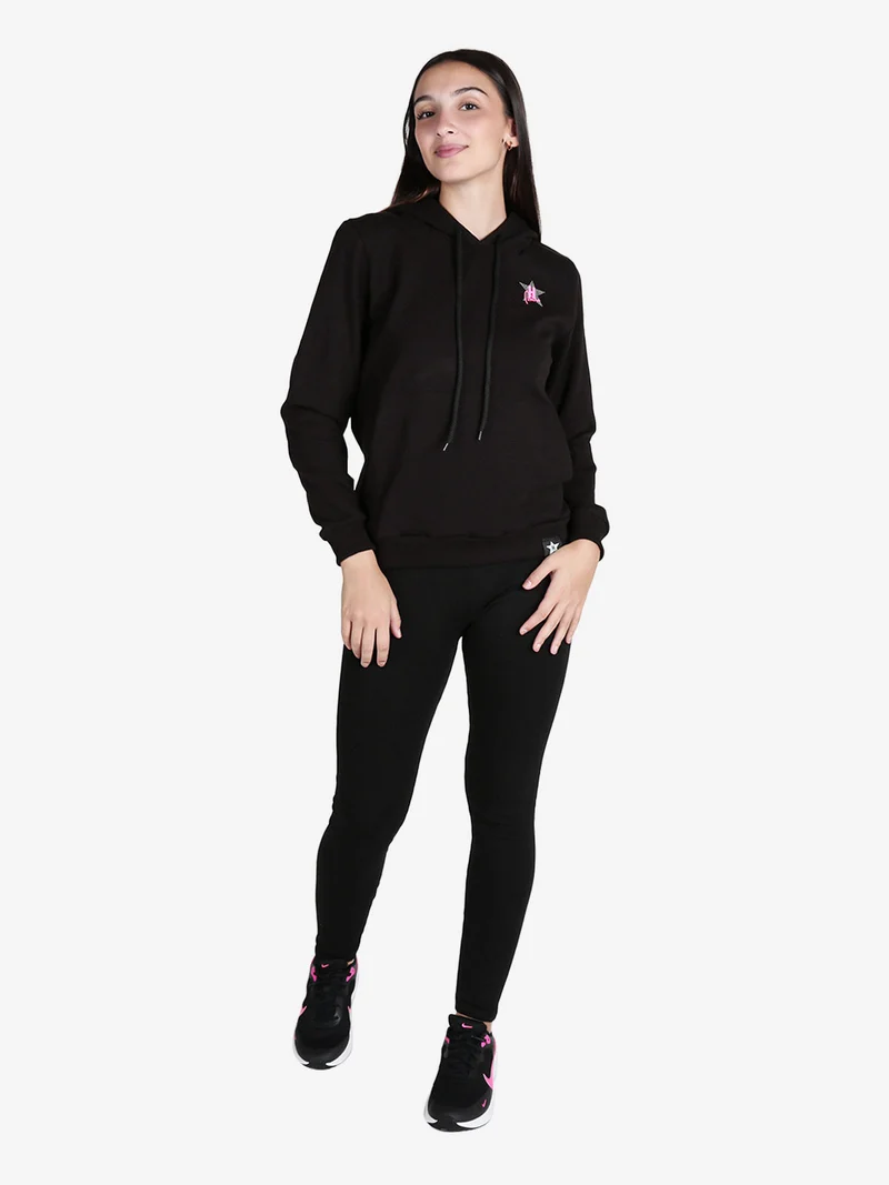 Felpa donna sportiva con cappuccio - nero