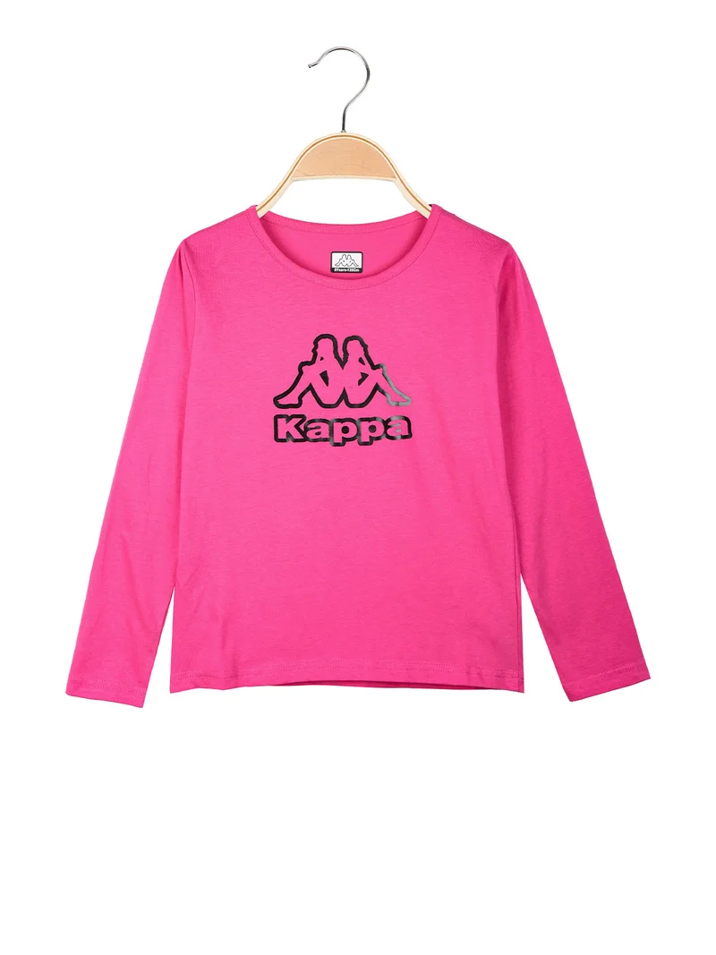 T-shirt da ragazza a maniche lunghe con logo - fucsia