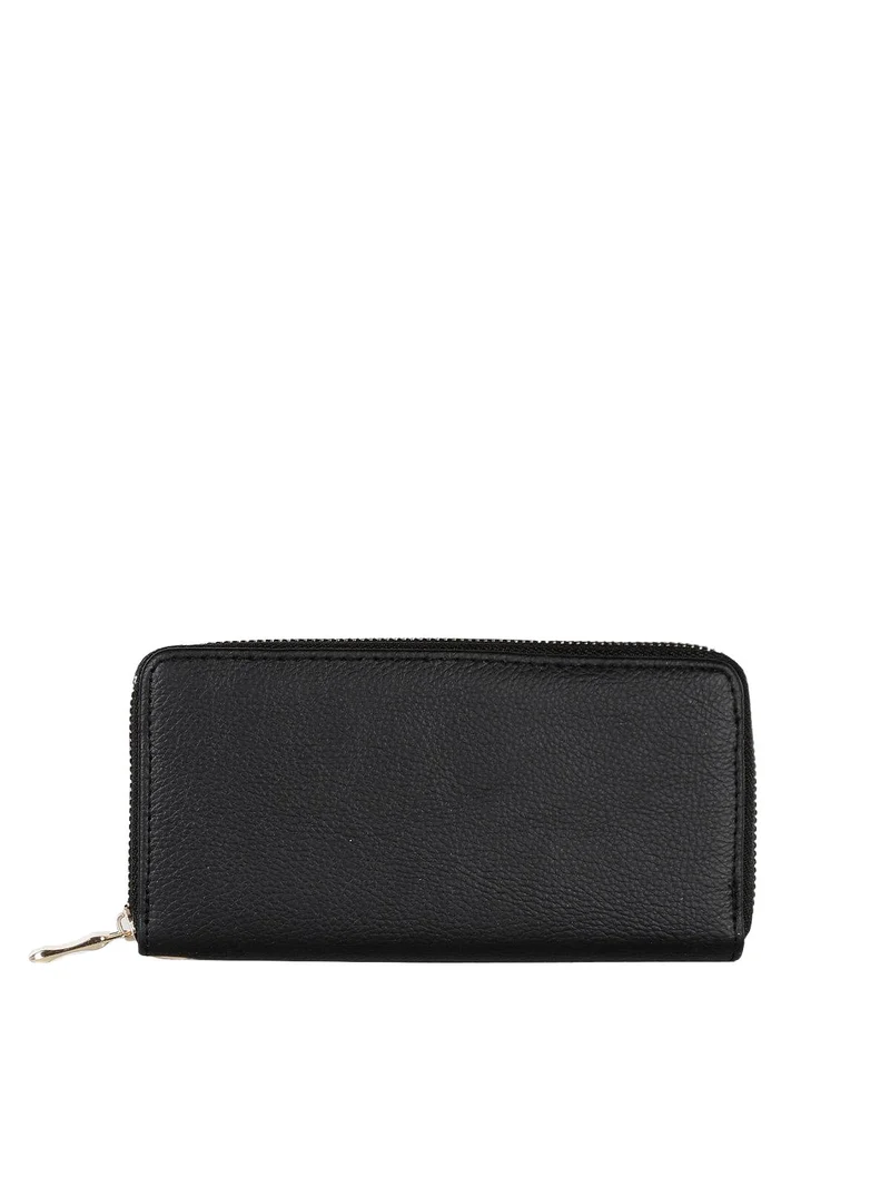Portafoglio donna rettangolare in ecopelle - nero