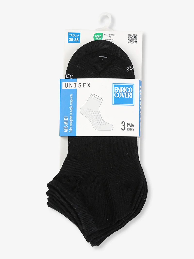 Confezione da 3 paia di calze midi in maglia traspirante - nero