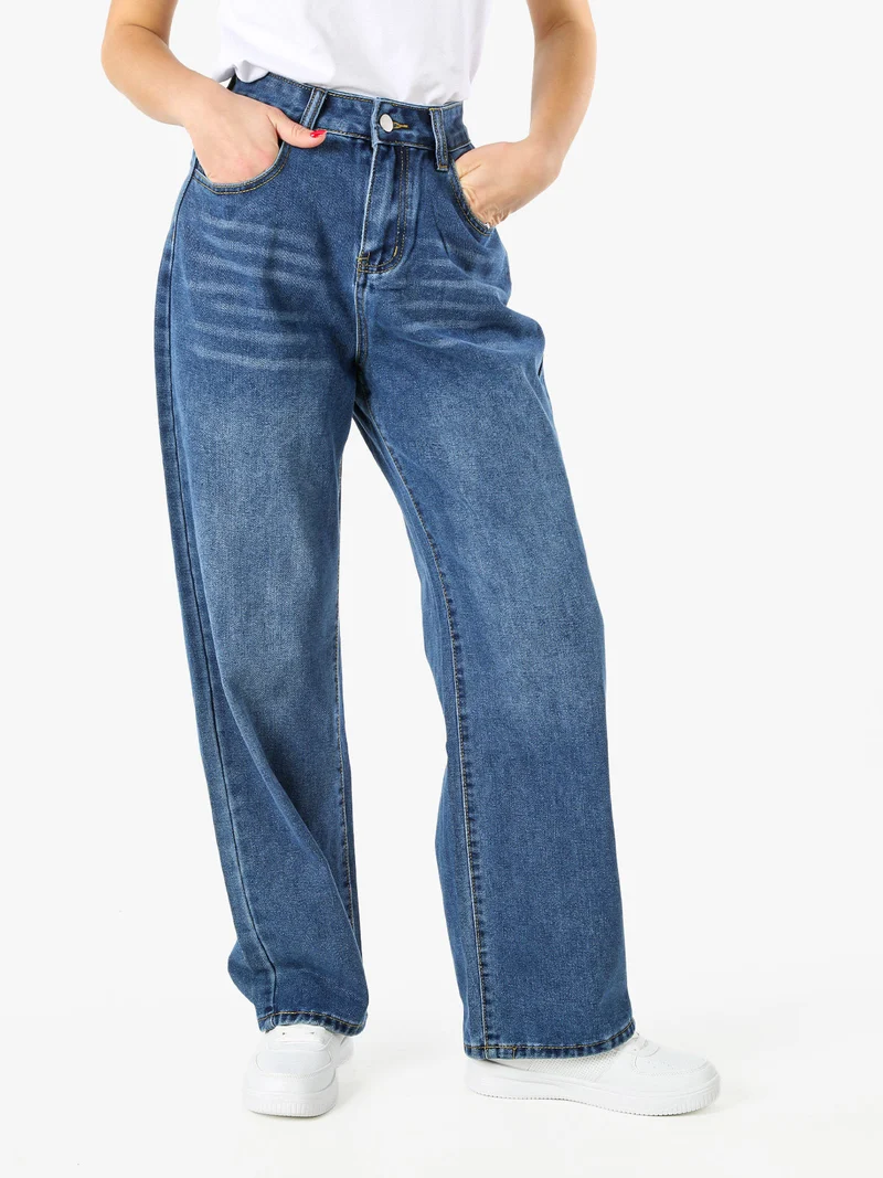 Jeans donna wide leg a vita alta - jeans