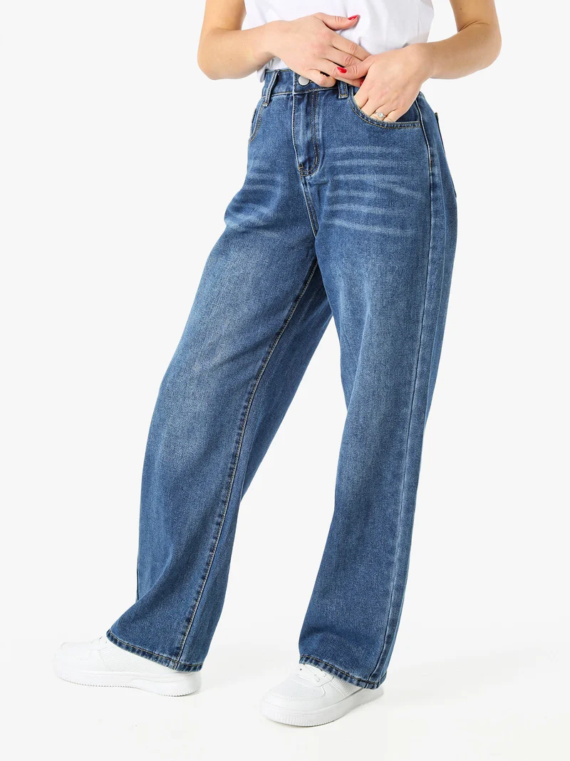 Jeans donna wide leg a vita alta - jeans