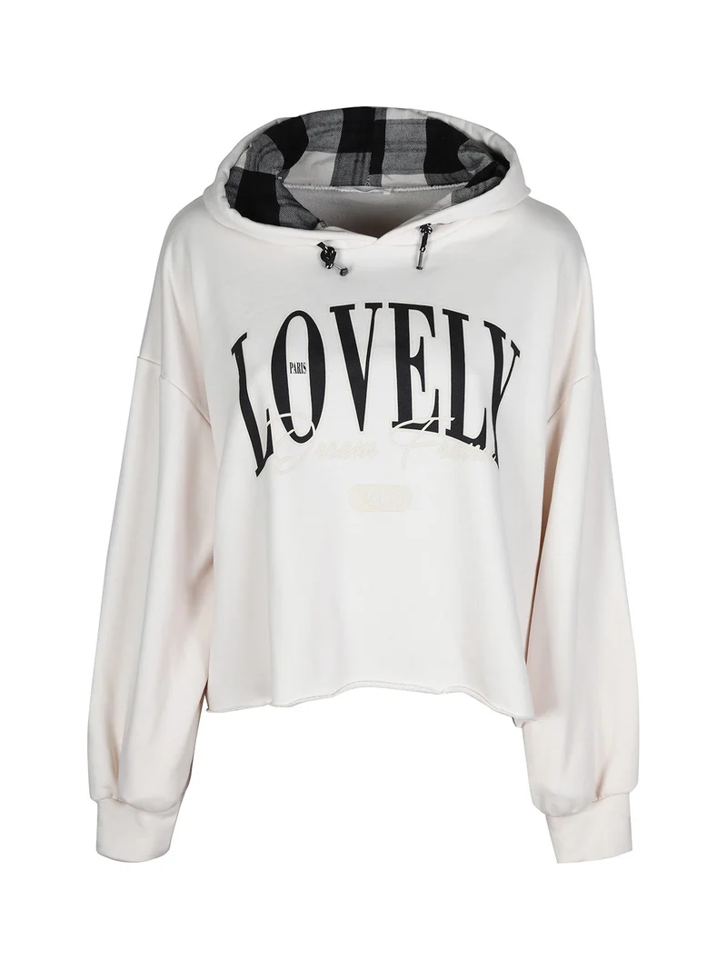 Felpa donna oversize con cappuccio - panna