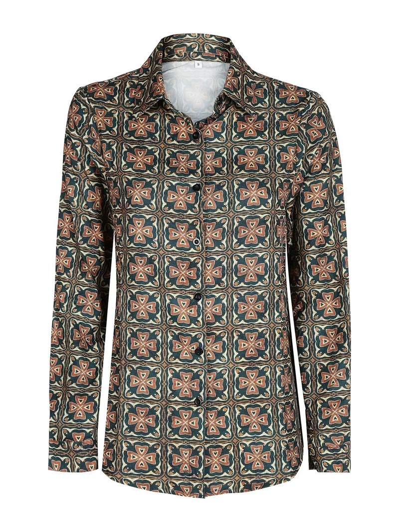 Camicia donna con stampa - verde