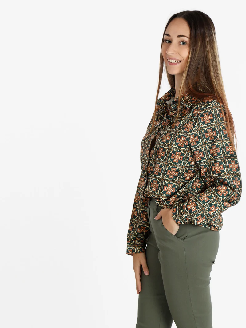 Camicia donna con stampa - verde