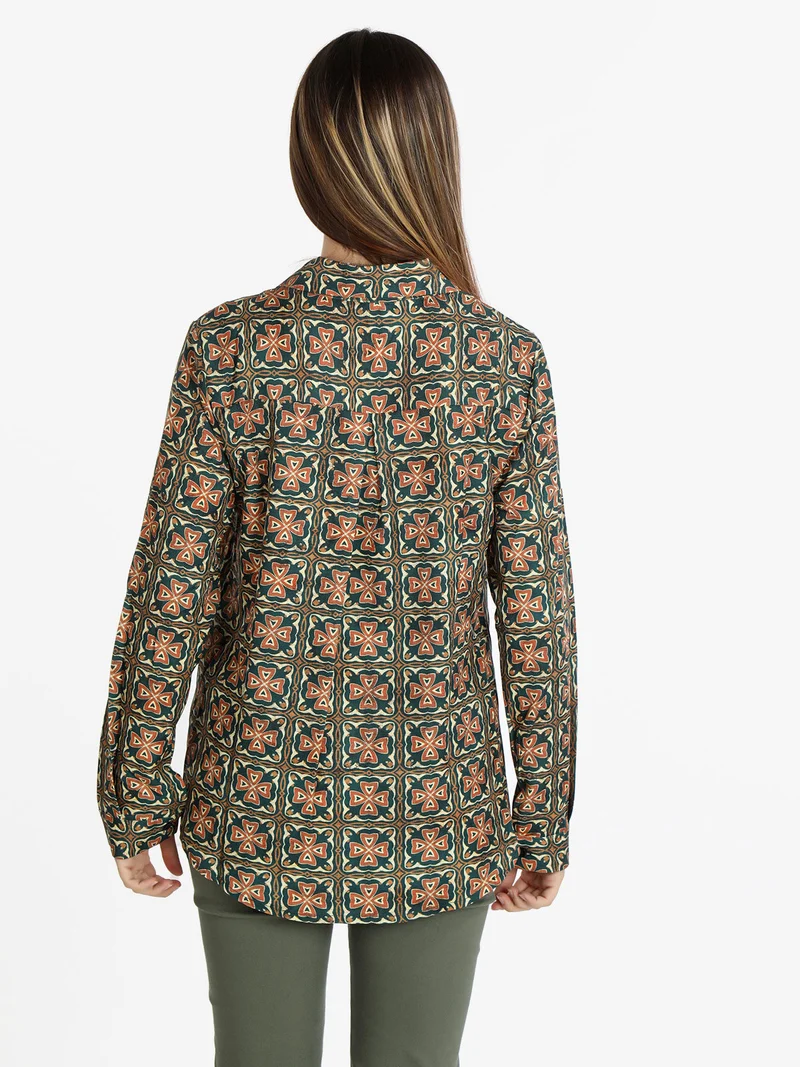 Camicia donna con stampa - verde