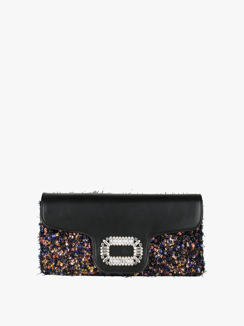 Pochette gioiello da donna con paillettes - nero
