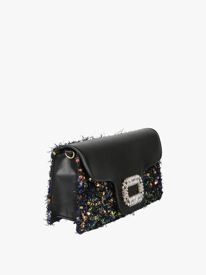 Pochette gioiello da donna con paillettes - nero