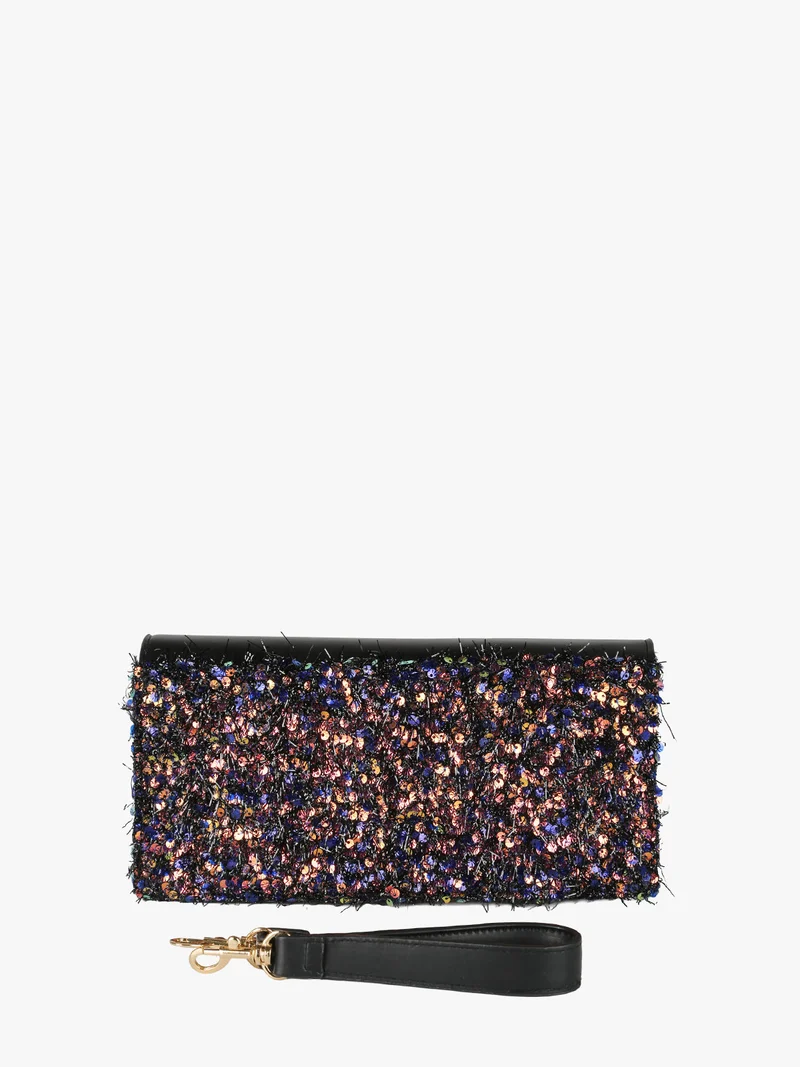Pochette gioiello da donna con paillettes - nero
