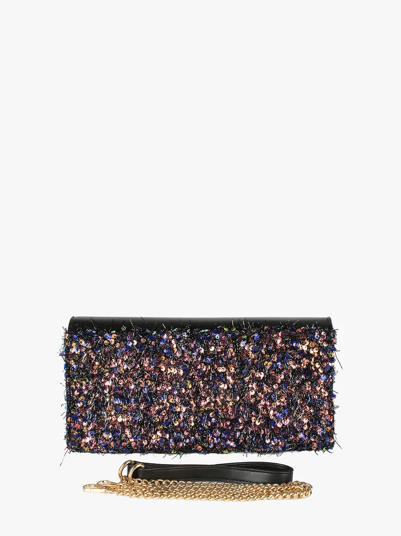 Pochette gioiello da donna con paillettes - nero
