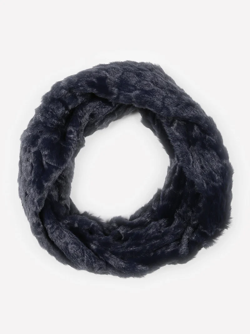 Sciarpa ad anello in ecopelliccia - blu scuro