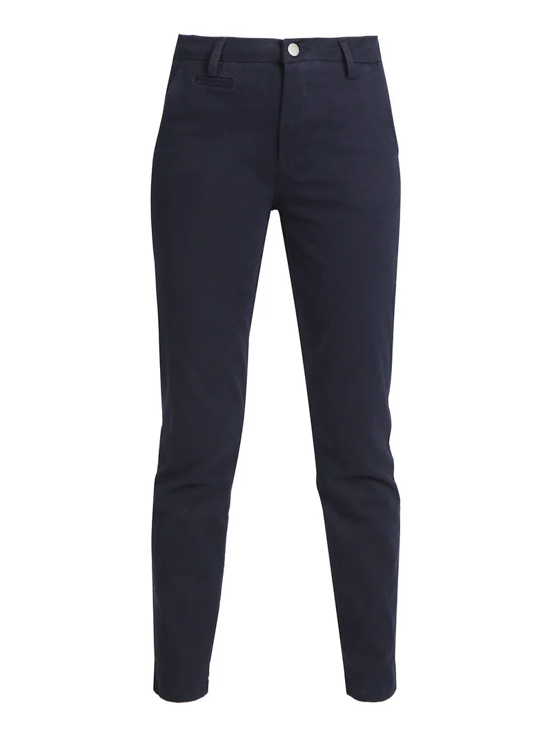 Pantaloni donna in cotone a gamba dritta - blu scuro