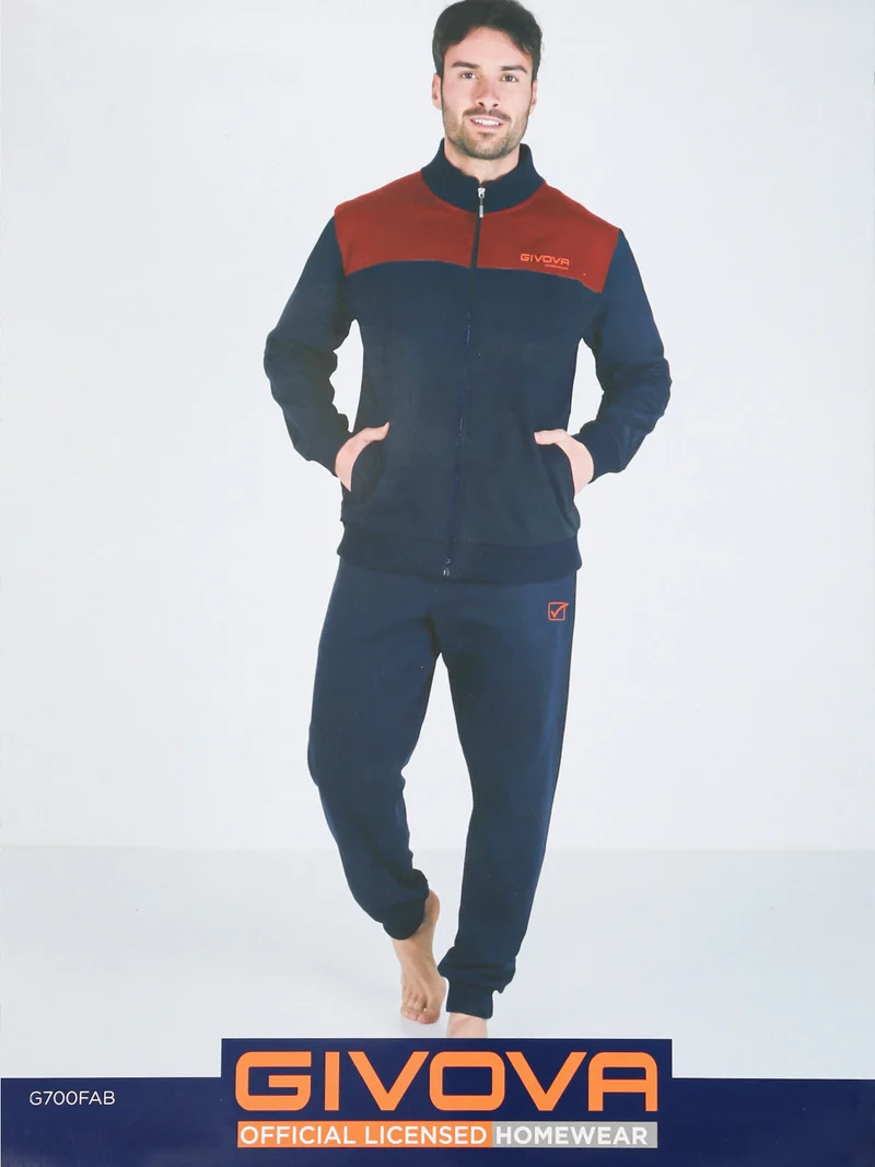 Completo tuta 2 pezzi felpata da uomo full zip - bordeaux