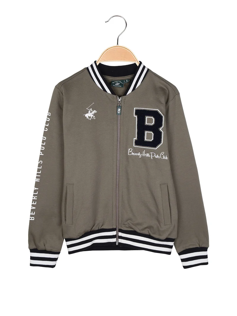 Giacca da bambino in felpa con zip e interno felpato - militare