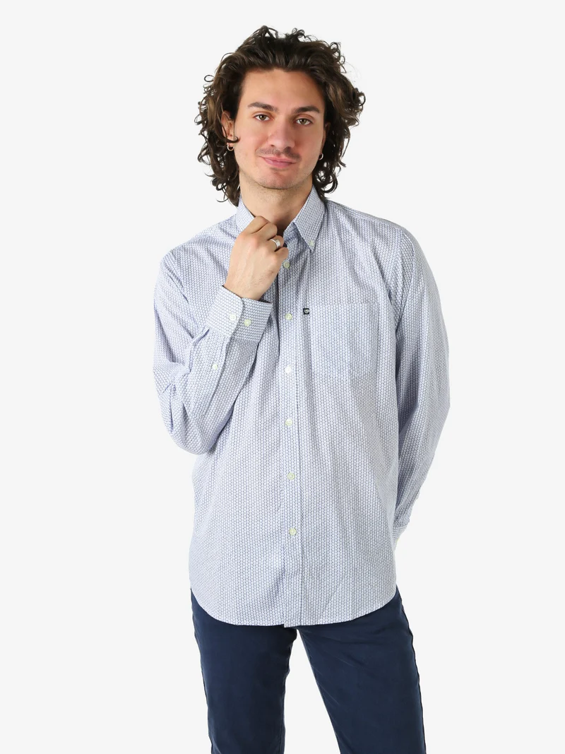 Camicia da uomo in cotone stretch a maniche lunghe con taschino - multicolore