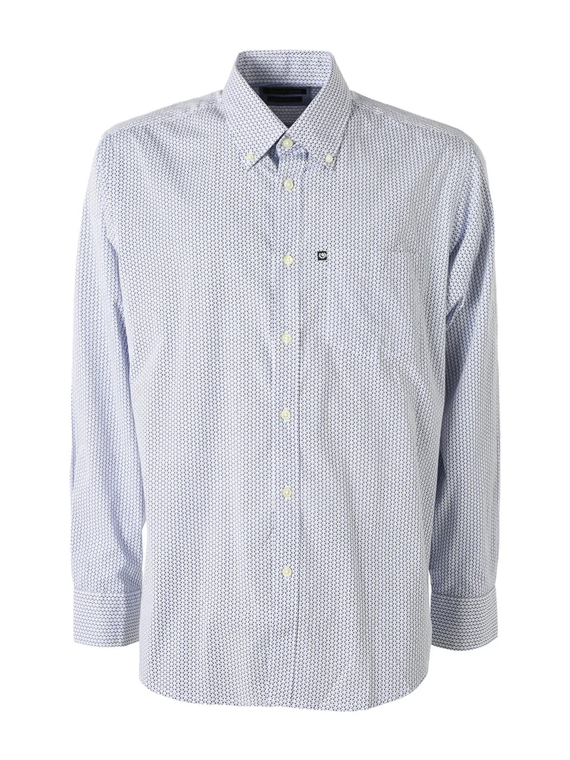 Camicia da uomo in cotone stretch a maniche lunghe con taschino - multicolore