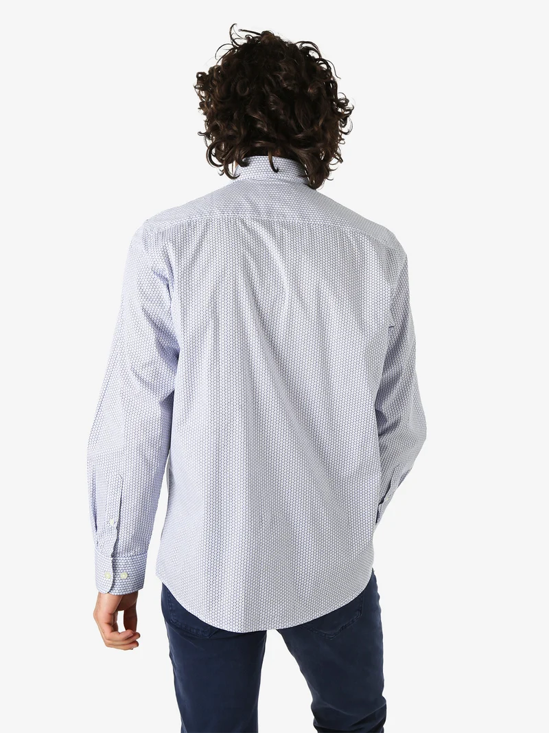 Camicia da uomo in cotone stretch a maniche lunghe con taschino - multicolore