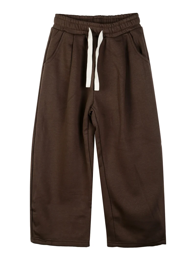 Pantaloni tuta da ragazzo in felpa con coulisse e interno felpato - moro