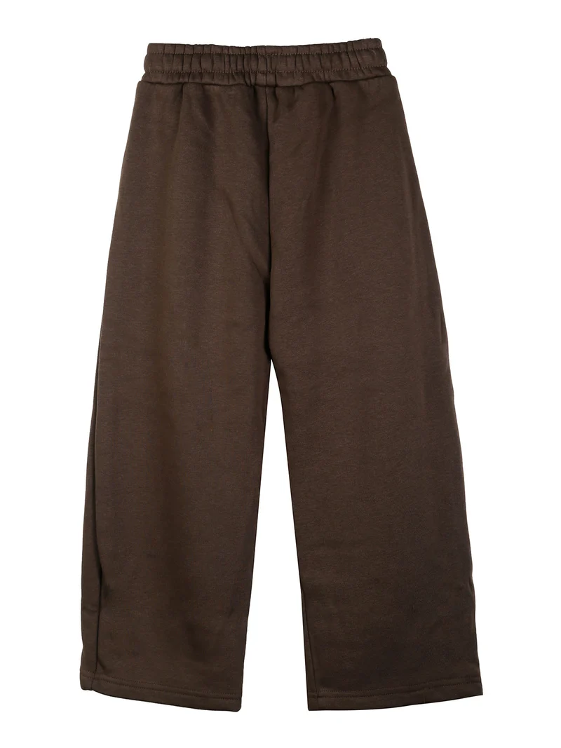 Pantaloni tuta da ragazzo in felpa con coulisse e interno felpato - moro