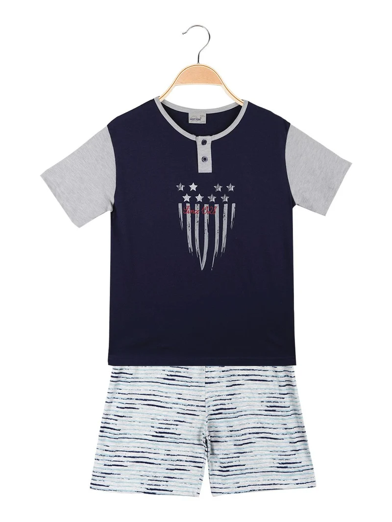 Pigiama corto da bambino in cotone - blu scuro