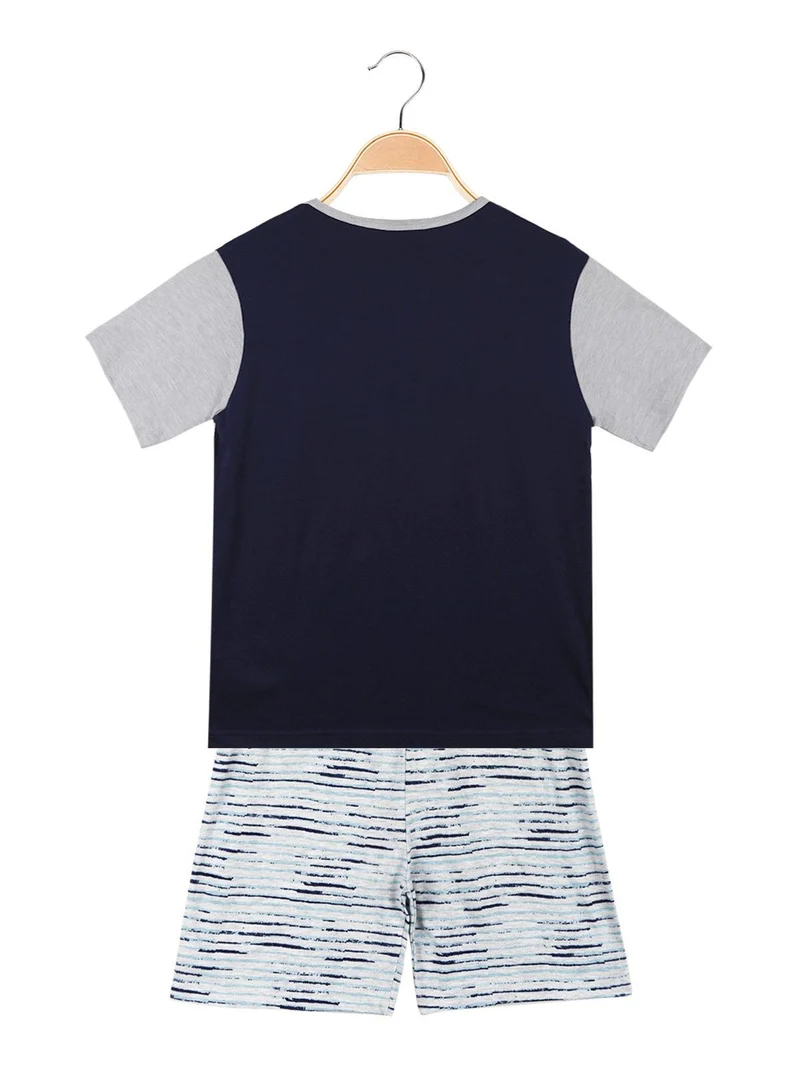 Pigiama corto da bambino in cotone - blu scuro