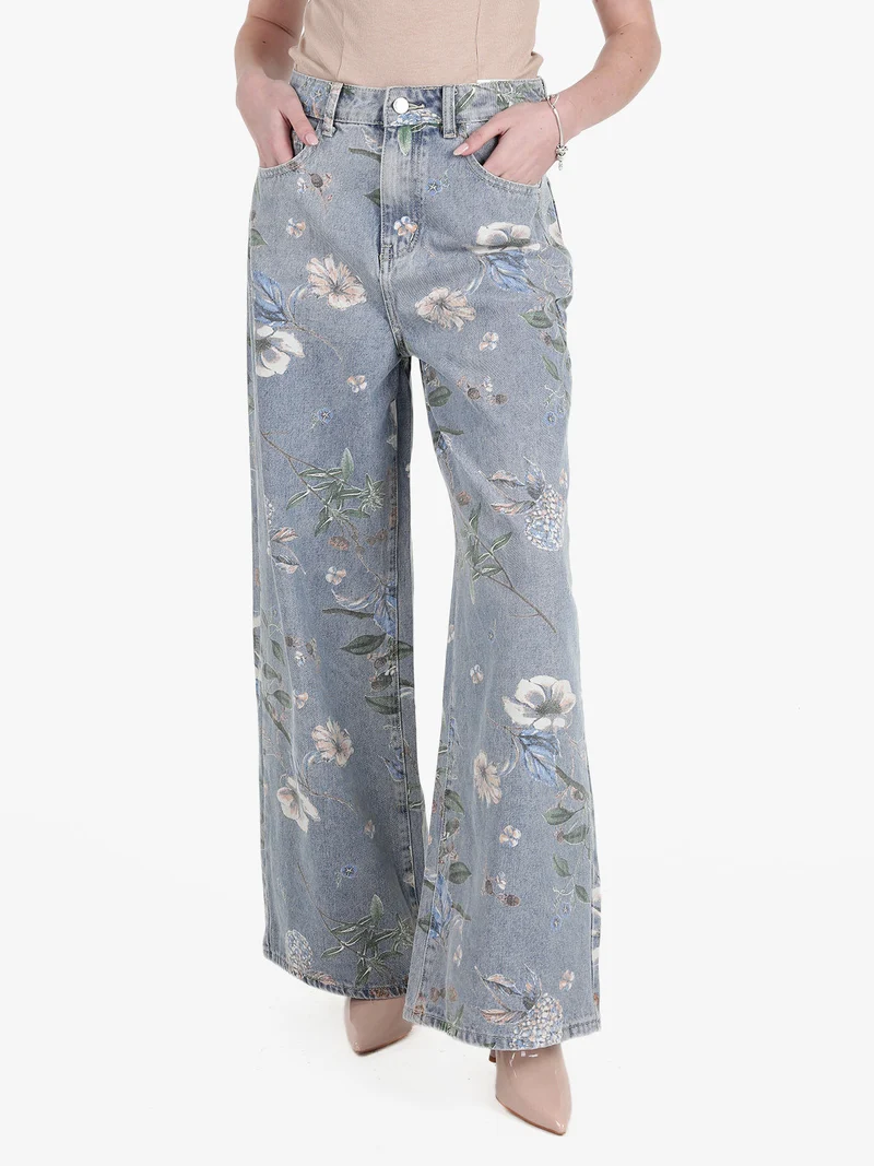 Jeans donna fiorati a gamba larga - jeans