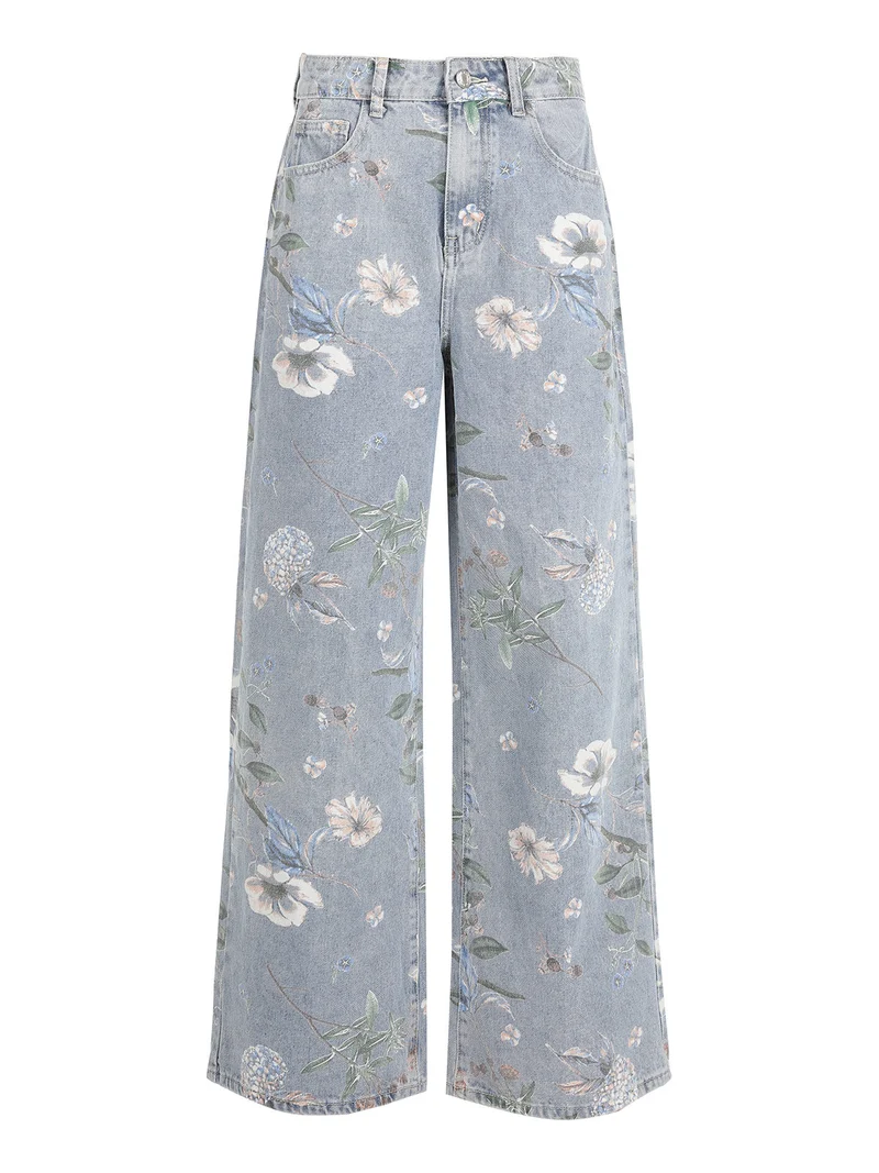 Jeans donna fiorati a gamba larga - jeans